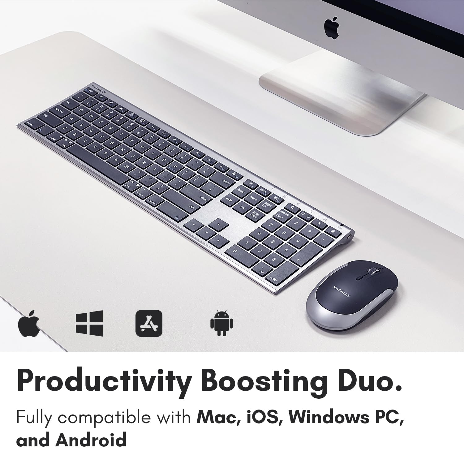 Macally Teclado e Mouse Bluetooth Premium para Mac - Vários